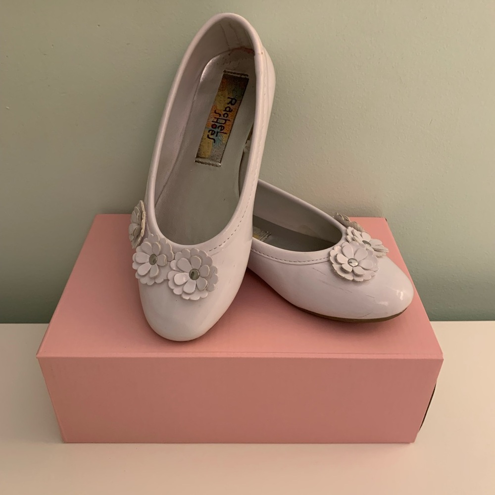 Girls size 12 white floral Rachel flats